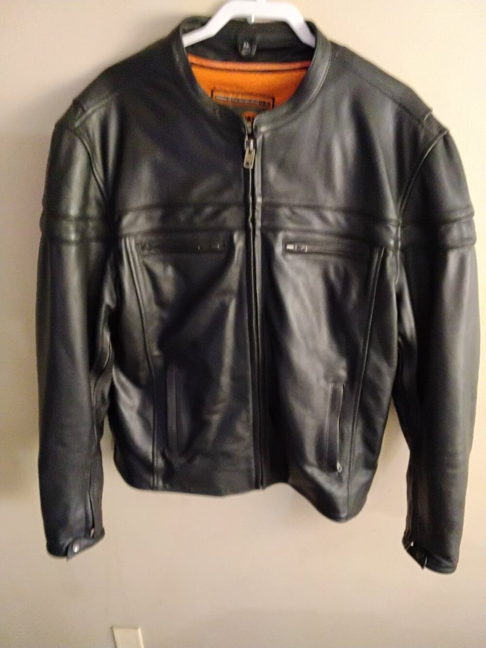 First Classics Premium Black Leather Biker Motorcycle Jacket Vented Size XL